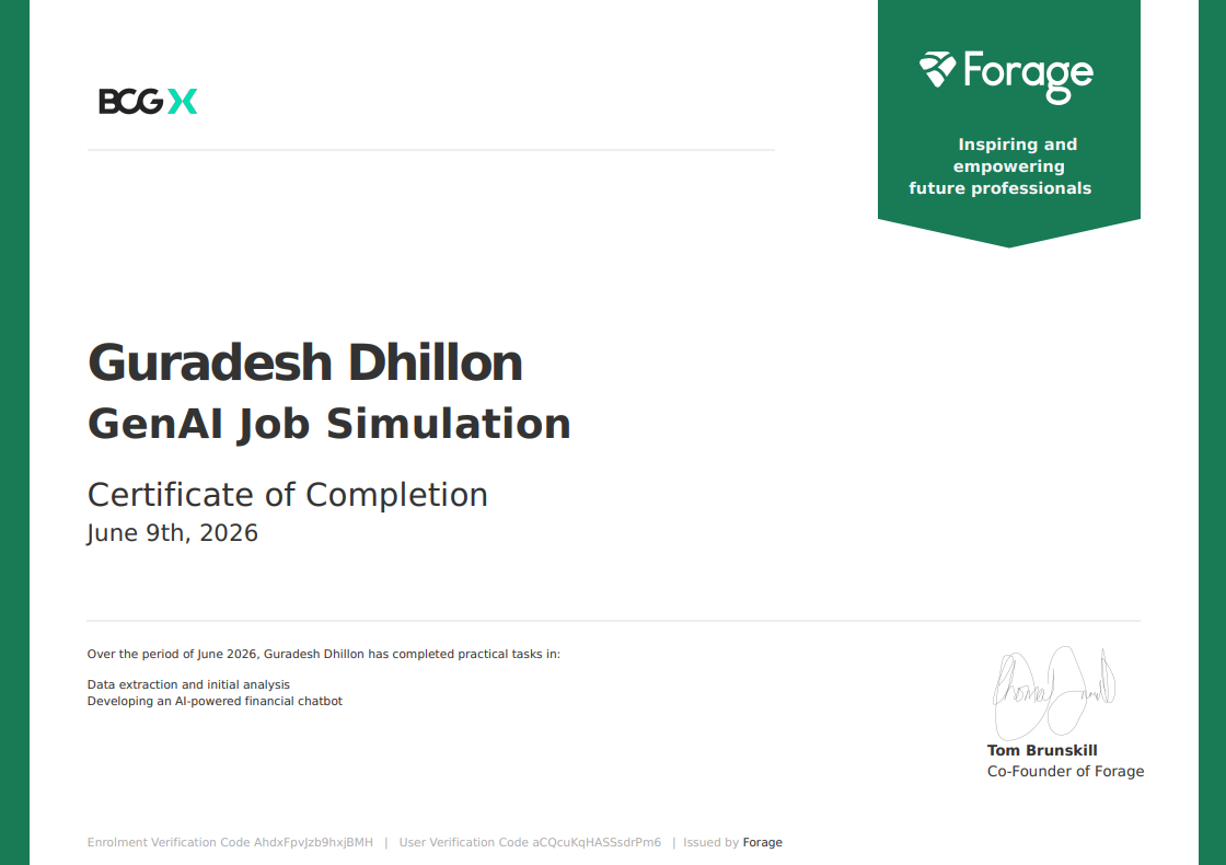 BCG X GenAI Job Simulation Certificate